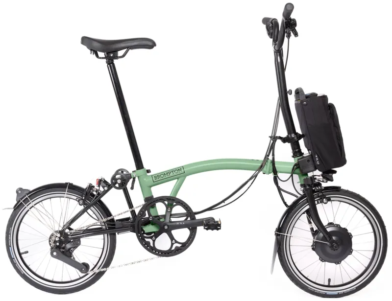Brompton Electric C Line Explore 12 Speed Folding Bike 2024 in Match Green